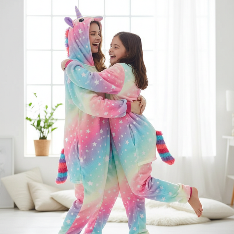 youth unicorn onesie - in-use