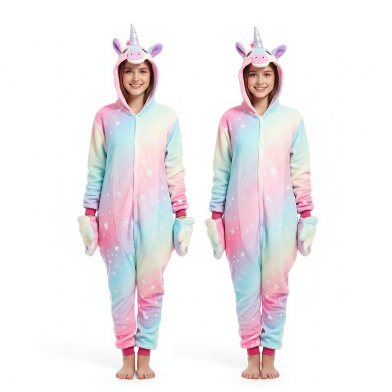 youth unicorn onesie - white-bg