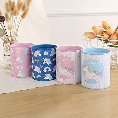 Round Unicorn Tin Piggy Bank