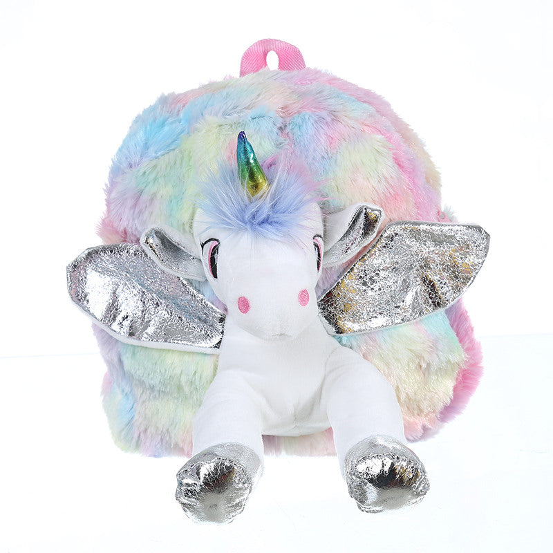 Fluffy Rainbow Unicorn Backpack