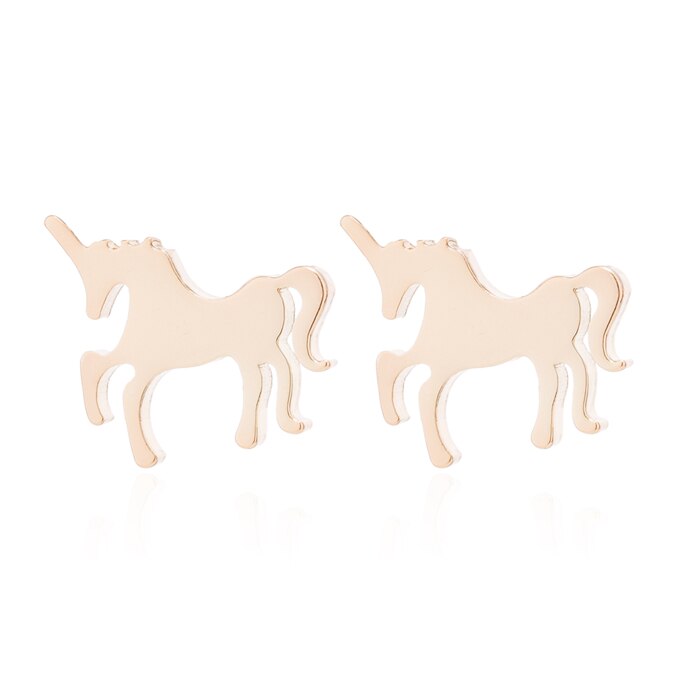 Pink Steel Unicorn Earrings
