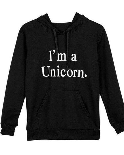 Black Unicorn Hoodie With Horn