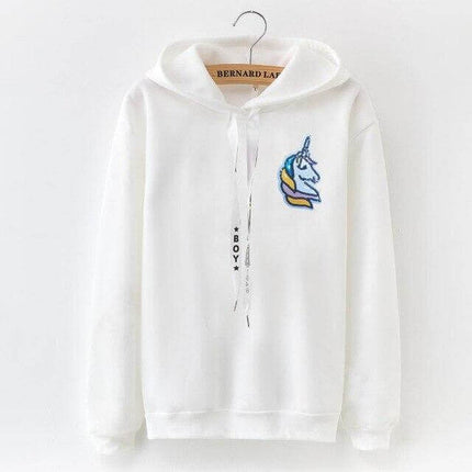 Blue Unicorn Hoodie white