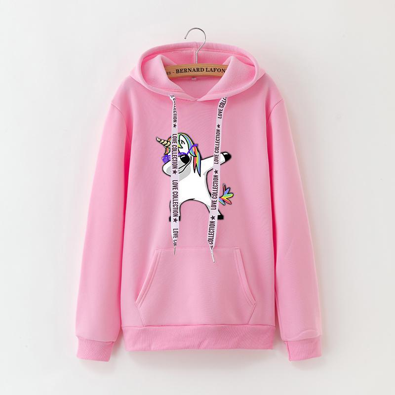 Unicorn Dabbing Hoodie Pink