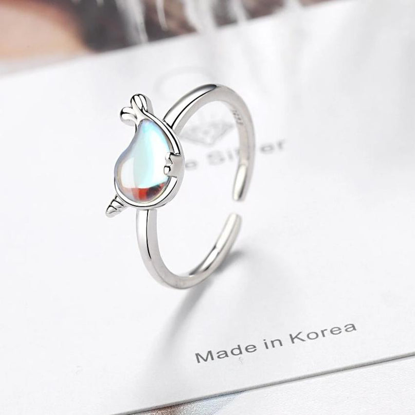 Silver Whale Unicorn Ring