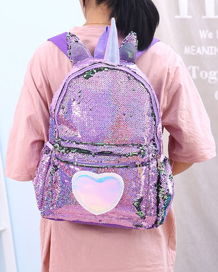 Blue Sequin Unicorn Backpack