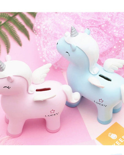 Blue Angel Unicorn Piggy Bank