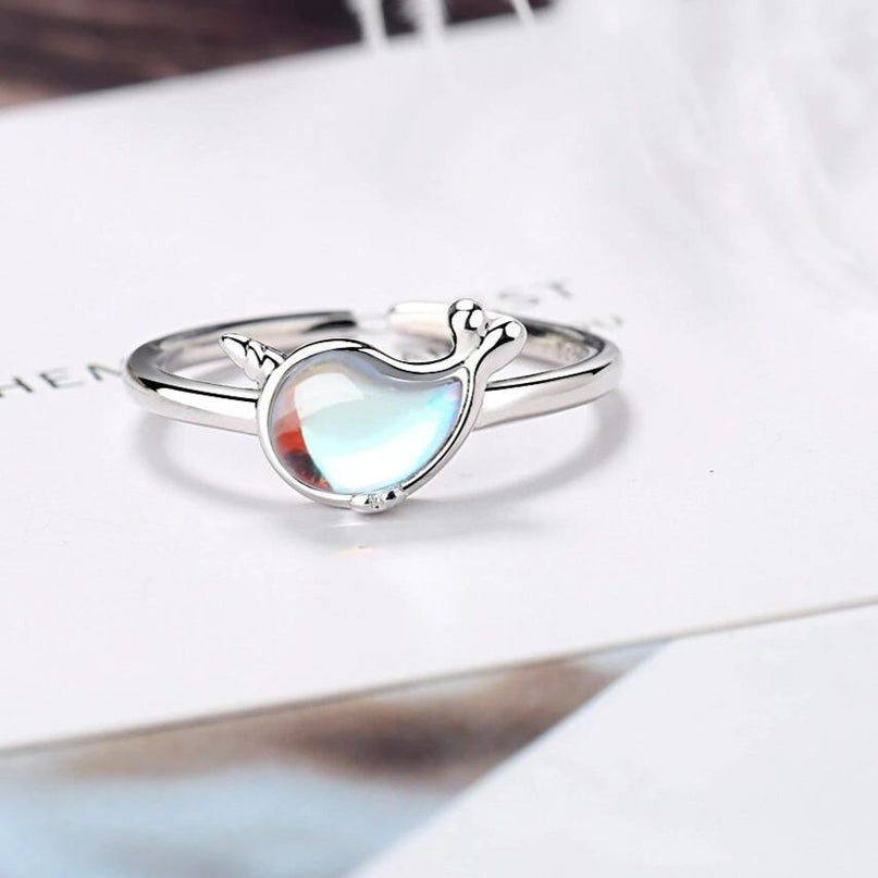 Silver Whale Unicorn Ring