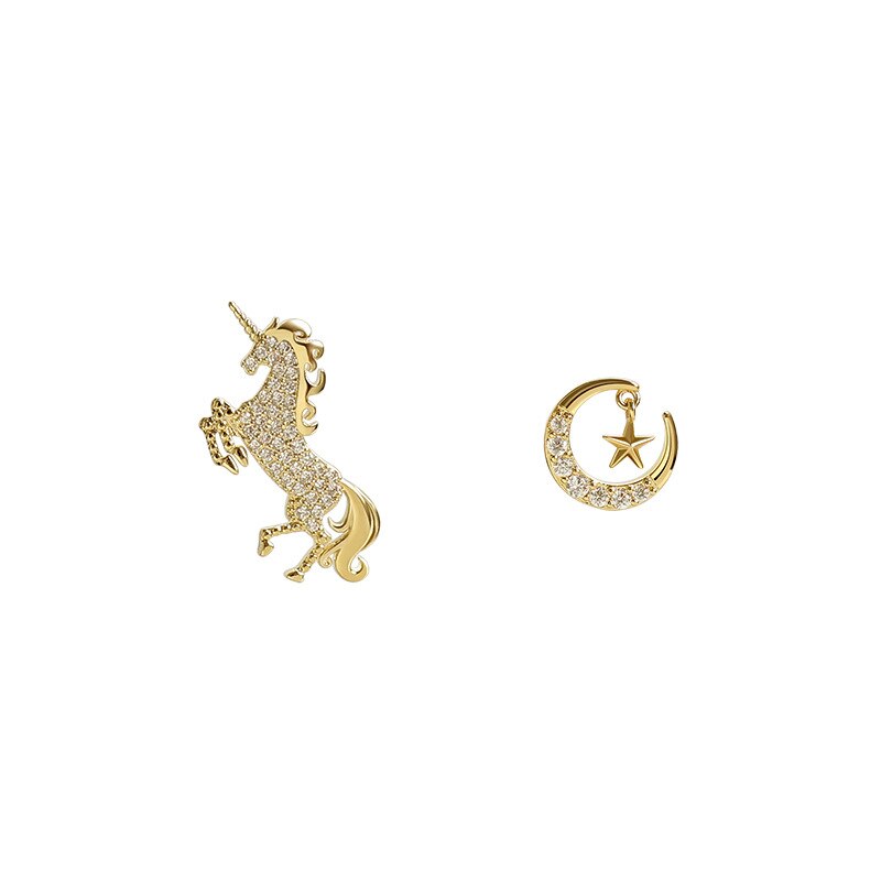 3D Unicorn Gold Earrings - Well Pick