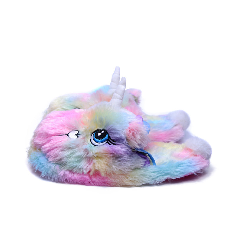 Fluffy Rainbow Unicorn Slippers