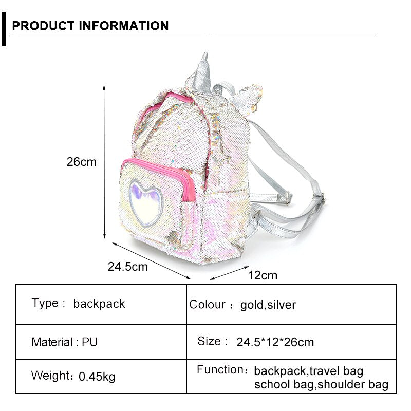 White Sequin Unicorn Backpack