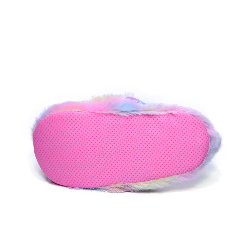 Fluffy Rainbow Unicorn Slippers