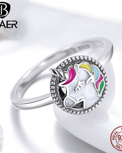 Silver Unicorn Medallion Ring