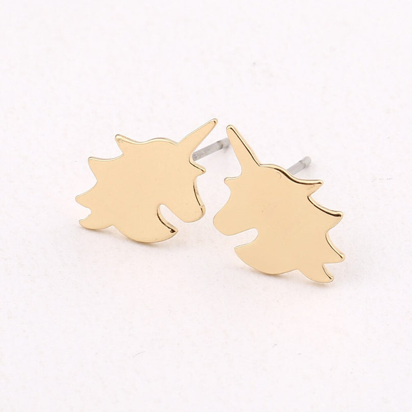 Gold Colored Unicorn Earrings
