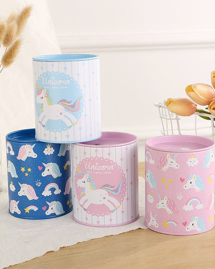 Round Unicorn Tin Piggy Bank
