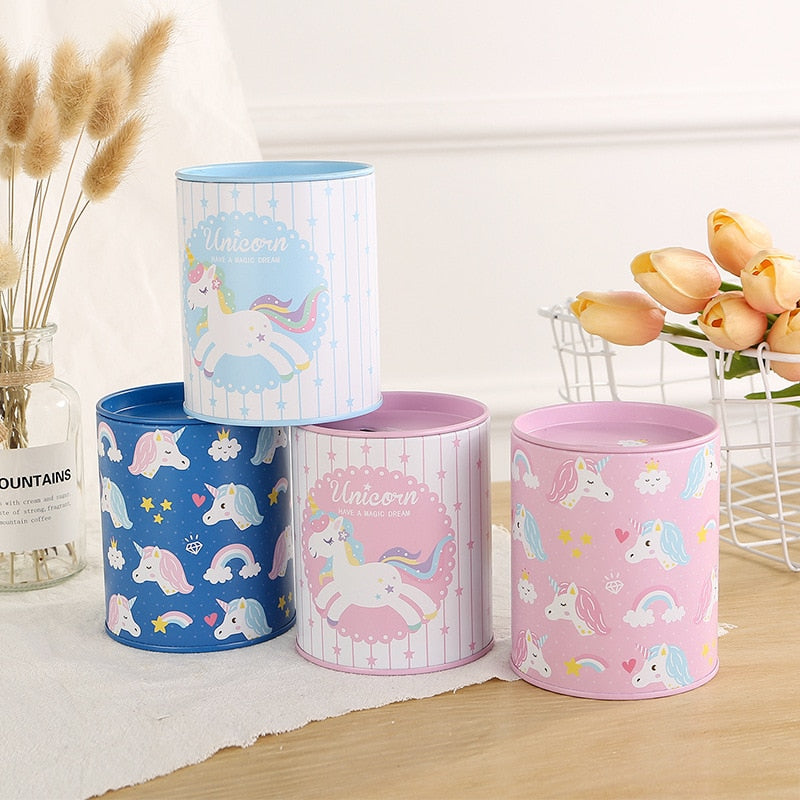 Round Unicorn Tin Piggy Bank