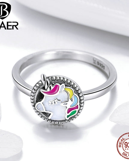Silver Unicorn Medallion Ring