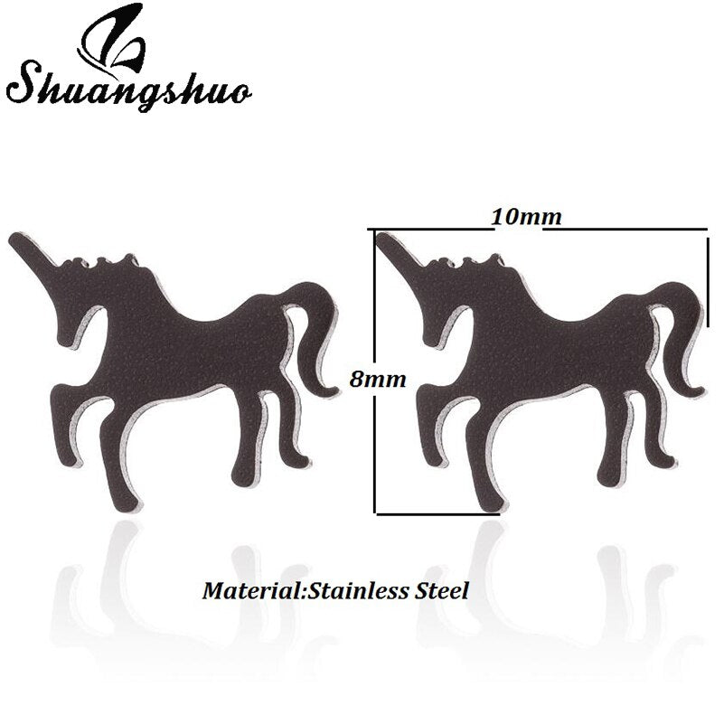 Stainless Steel Unicorn Earrings