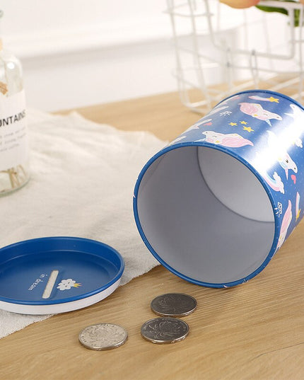 Round Unicorn Tin Piggy Bank