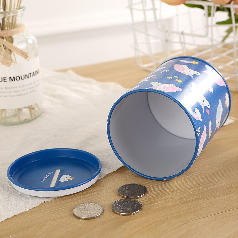 Round Unicorn Tin Piggy Bank
