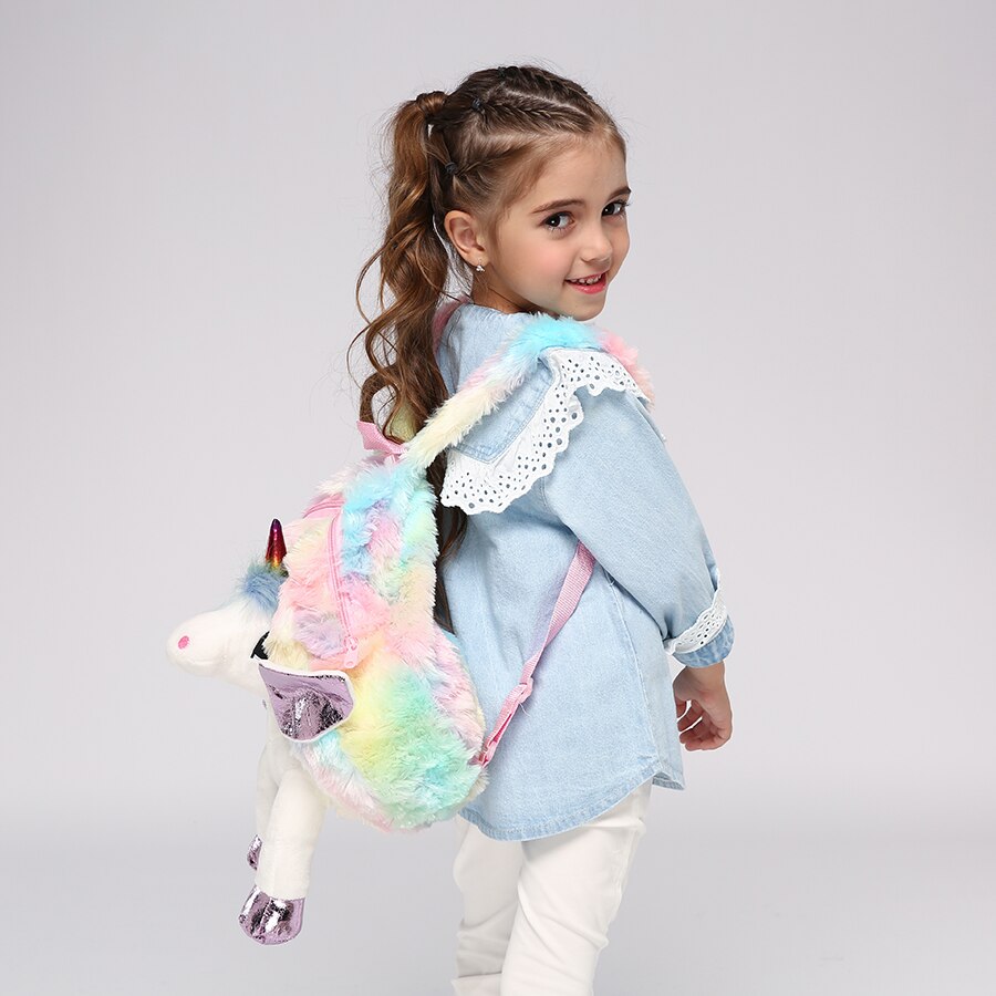 Fluffy rainbow outlet backpack