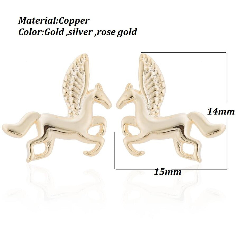 Gold Winged Unicorn Earrings