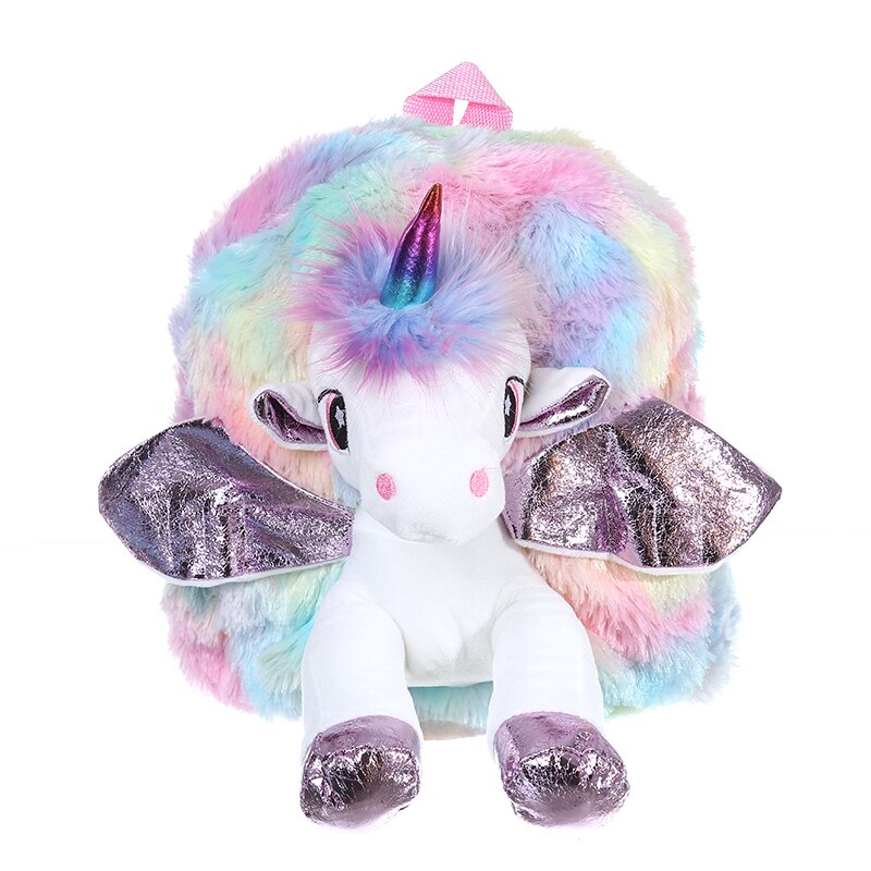 Fluffy Rainbow Unicorn Backpack