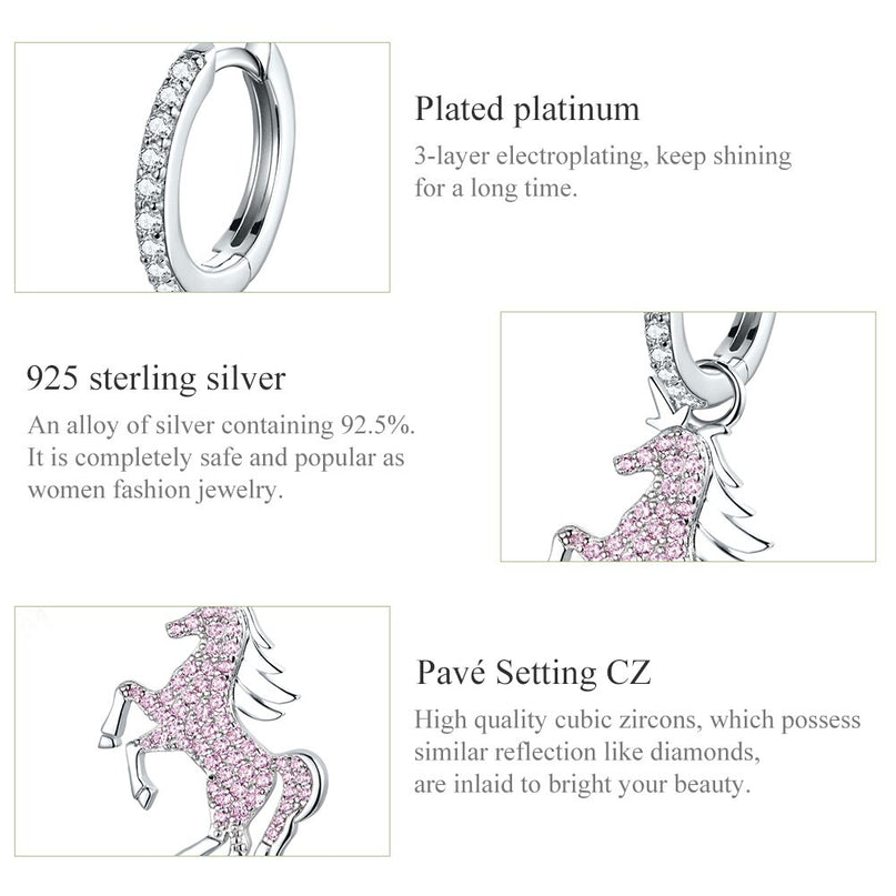 Pink Sparkly Unicorn Earrings