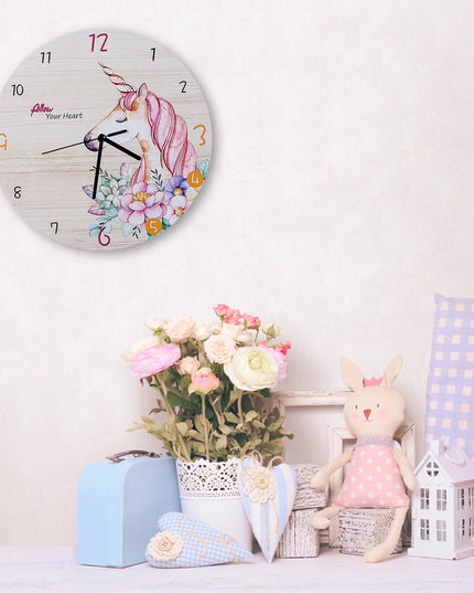 Wooden Unicorn Clock
