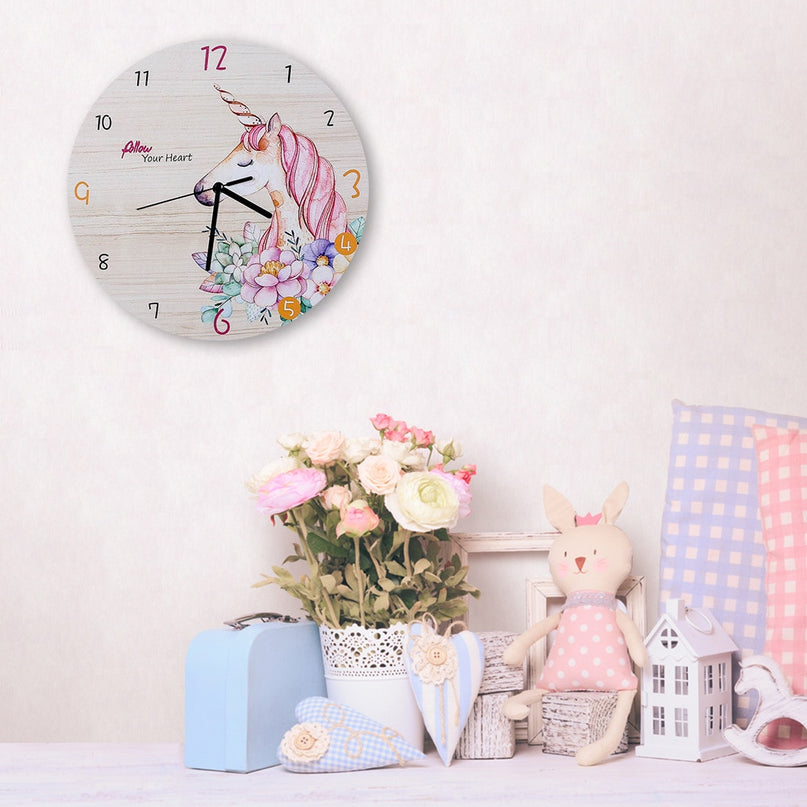 Wooden Unicorn Clock