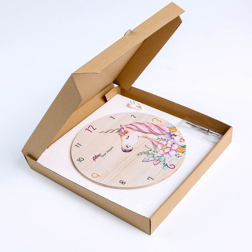 Wooden Unicorn Clock