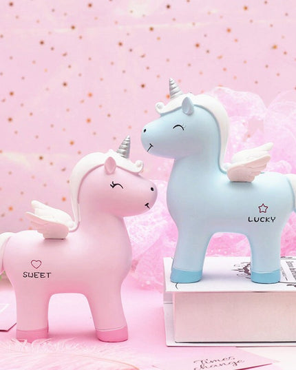 Blue Angel Unicorn Piggy Bank