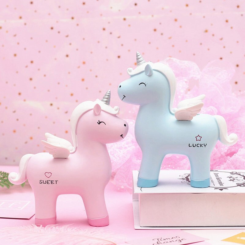 Blue Angel Unicorn Piggy Bank