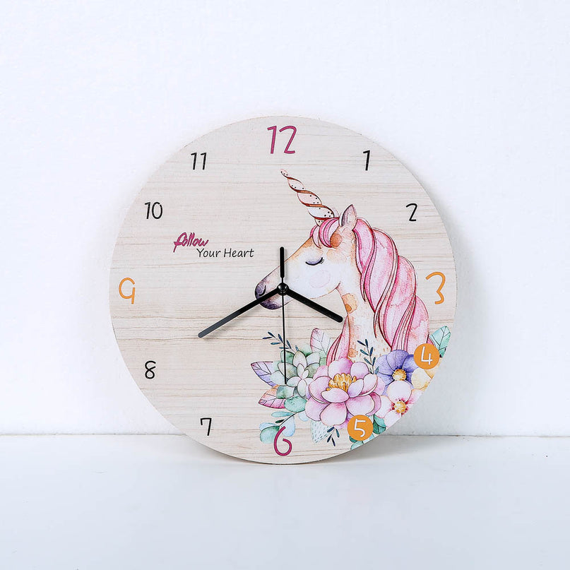 Wooden Unicorn Clock