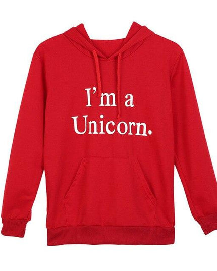 Red Unicorn Hoodie With Horn