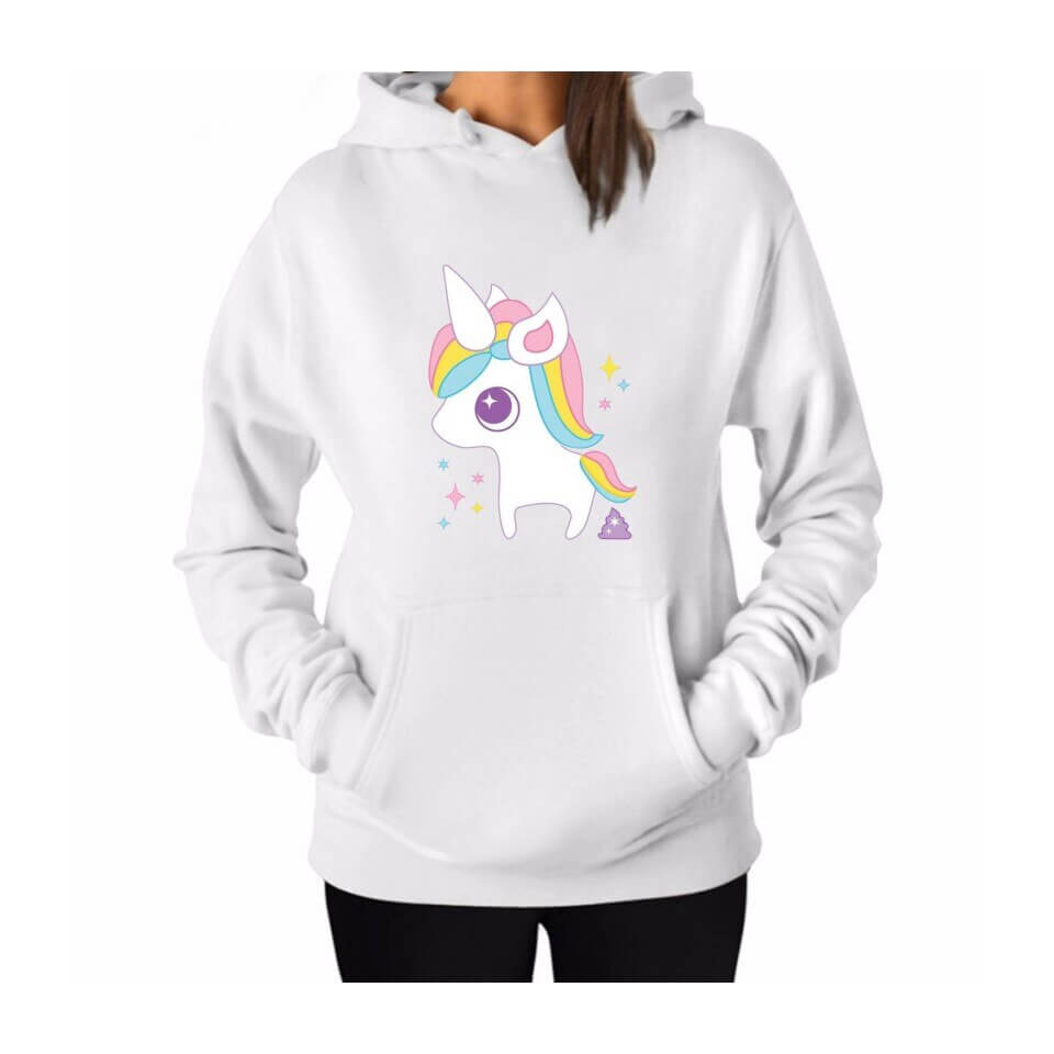White 2025 unicorn hoodie