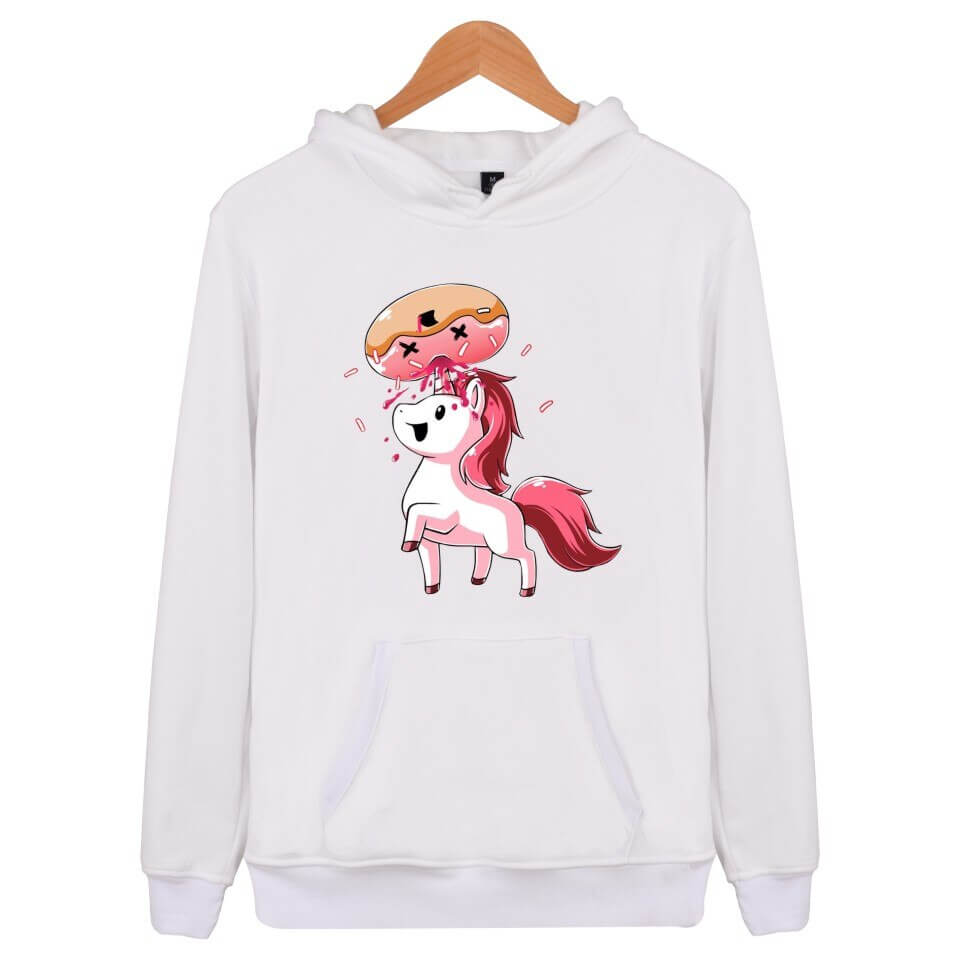 White 2025 unicorn hoodie