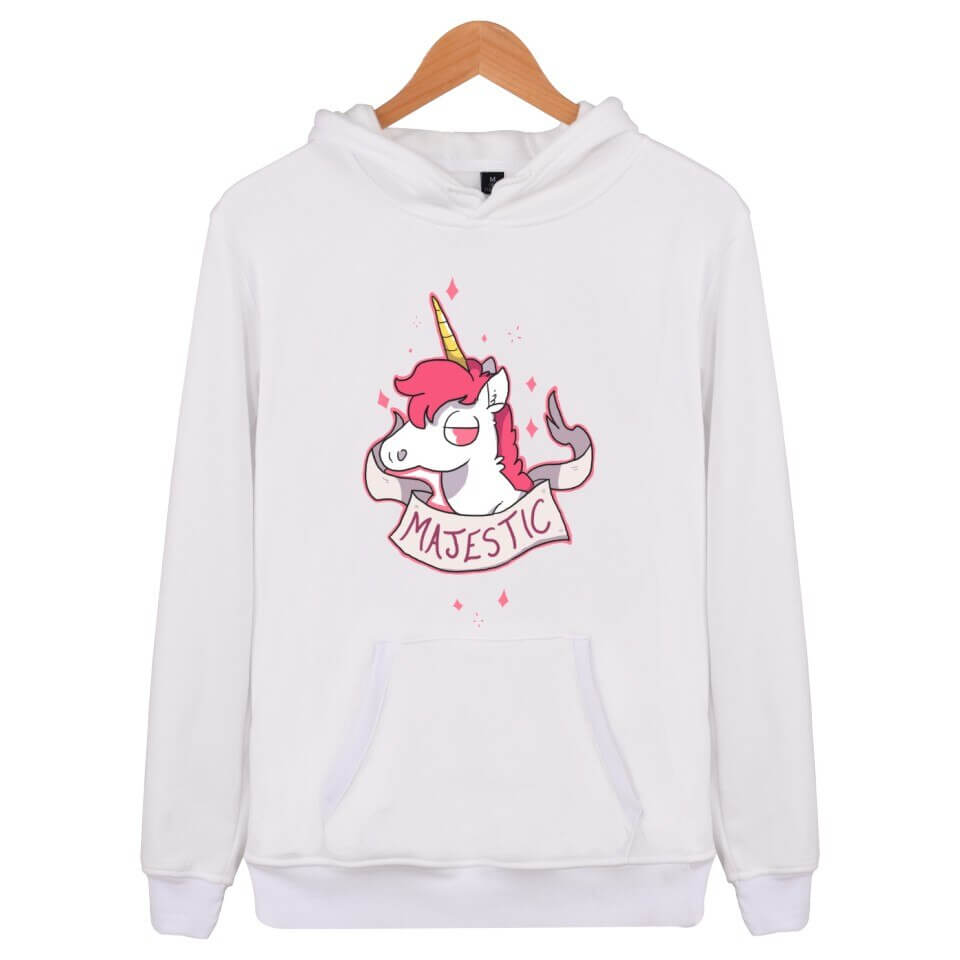 White 2025 unicorn hoodie