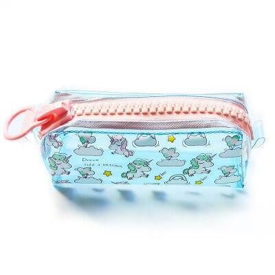 clear unicorn pencil case