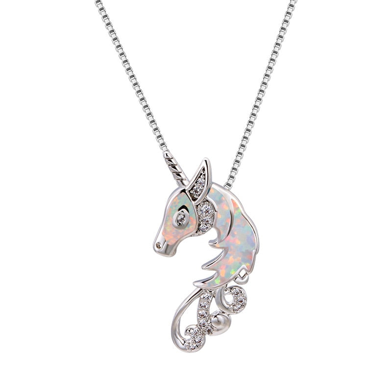Opal Unicorn Necklace