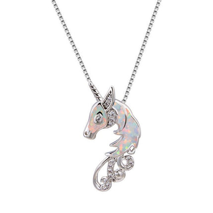 Opal Unicorn Necklace