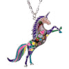 Prancing Colored Unicorn Necklace