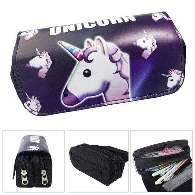 Purple Emoji Unicorn Pencil Case