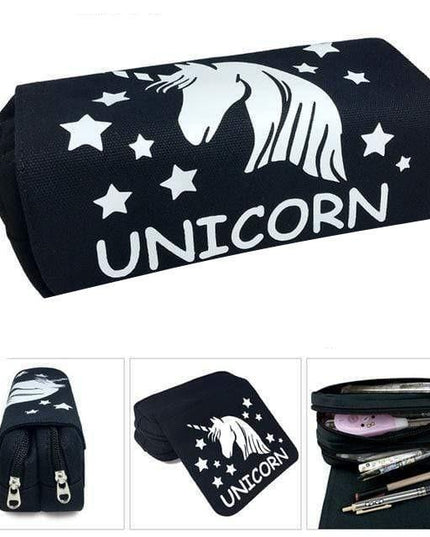 Black Unicorn Pencil Case