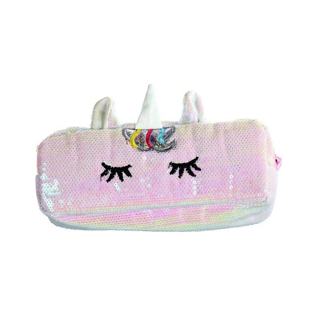 Mesa Pink Unicorn Pencil Case for Girls with Mesh, Zippered